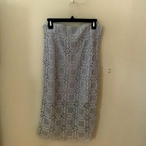 Periwinkle Zara pencil skirt with extended embroidered fabric